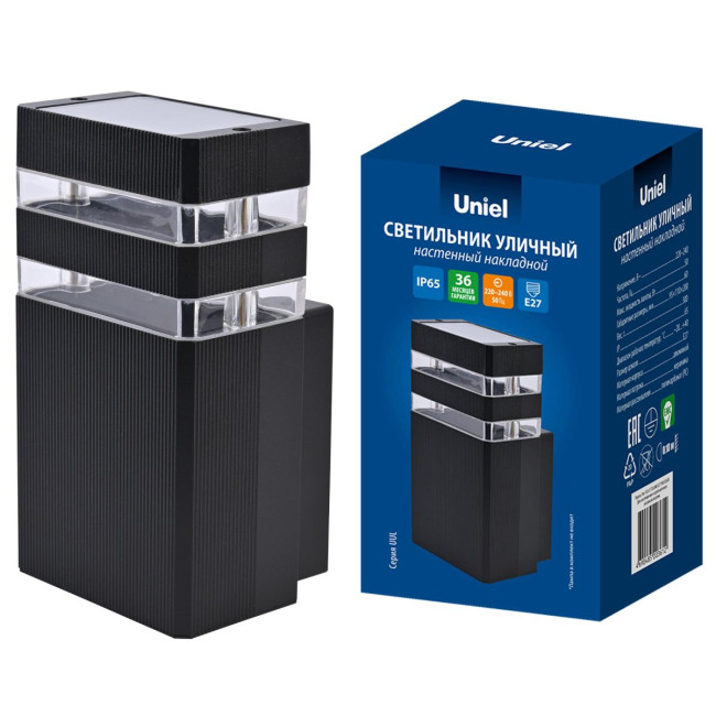 Уличный настенный светильник Uniel UL-00012918 UUL-S17A 60W/E27 IP65 BLACK Уличный настенный светильник Uniel UL-00012918 UUL-S17A 60W/E27 IP65 BLACK