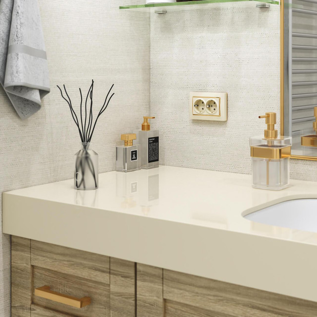 Рамка для двойной розетки Werkel Snabb слоновая кость/золото W0081932 4690389161148 Рамка для двойной розетки Werkel Snabb слоновая кость/золото W0081932 4690389161148