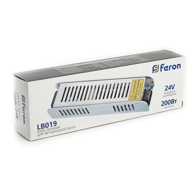 Трансформатор для светодиодной ленты Feron LB019 200Вт 24В IP20 48047 Трансформатор для светодиодной ленты Feron LB019 200Вт 24В IP20 48047