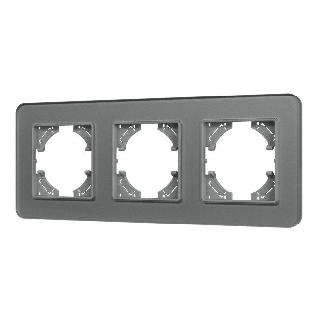 Рамка на 3 поста стеклянная Arlight FRM-OMALI-SFGS-3-GR 049714 Рамка на 3 поста стеклянная Arlight FRM-OMALI-SFGS-3-GR 049714