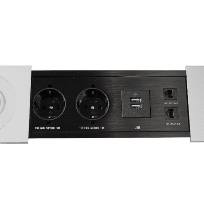 Блок розеток JX (Slide Top) (2 секции RJ-45 + 2 USB беспр.зарядка с кабелем питания) Mebax 00-00002892 Блок розеток JX (Slide Top) (2 секции RJ-45 + 2 USB беспр.зарядка с кабелем питания) Mebax 00-00002892