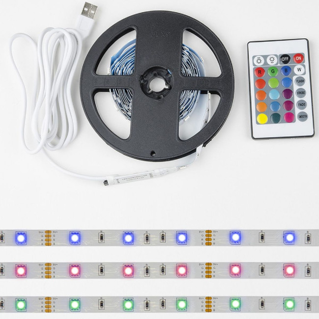 Светодиодная лента Uniel ULS-U12 3M/RGB/1.5M/USB/RC IP20 RUA02C24 блистер UL-00007534