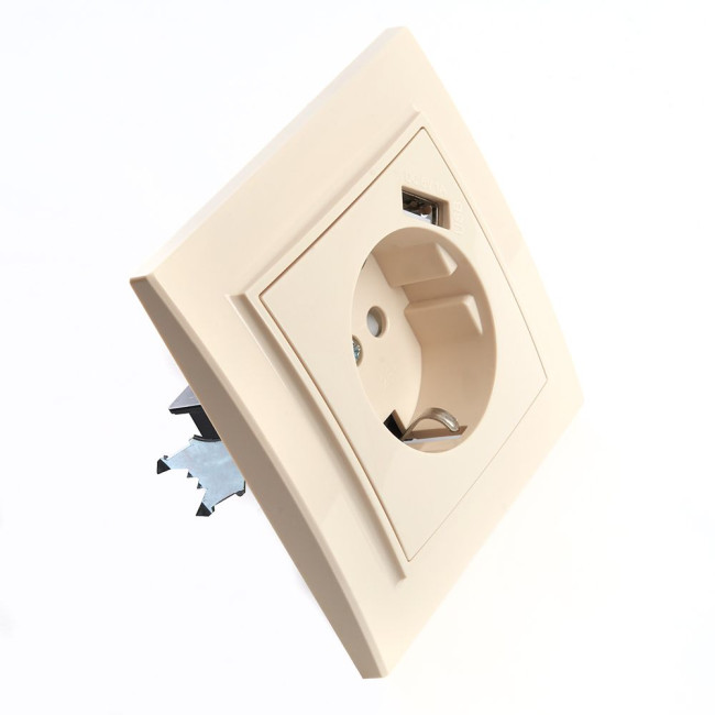 Розетка 1-местная Stekker PST16-9011-02 с защитной шторкой и с USB 39237 Розетка 1-местная Stekker PST16-9011-02 с защитной шторкой и с USB 39237