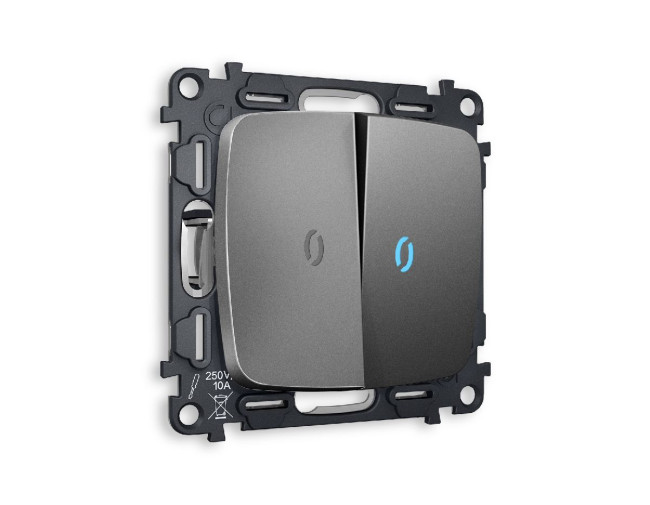 Комплект механизма 2-кл выключателя с подсветкой Ambrella Volt Omega MO654020