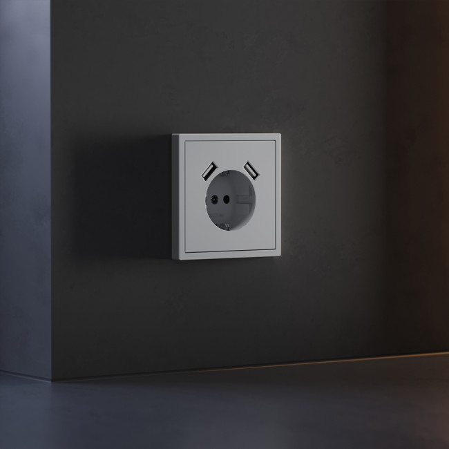 Накладка для розетки с заземлением и защитными шторками, с USB A+A Voltum S70 (серый) VLS000916 Накладка для розетки с заземлением и защитными шторками, с USB A+A Voltum S70 (серый) VLS000916