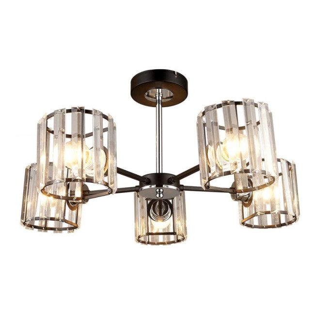 Люстра на штанге IMEX MD.4057-5-S BK+CH Люстра на штанге IMEX MD.4057-5-S BK+CH