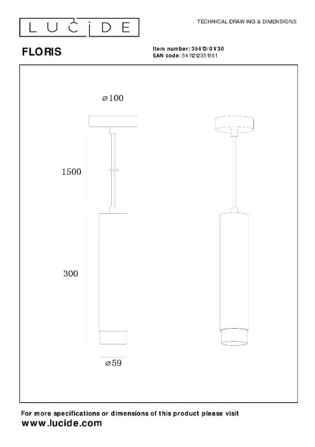 Подвесной светильник Lucide Floris 35413/01/30 Подвесной светильник Lucide Floris 35413/01/30