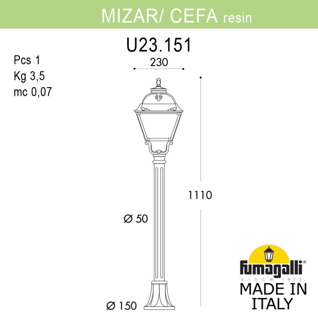 Ландшафтный светильник Fumagalli MIZAR.R/CEFA U23.151.000.AYE27 Ландшафтный светильник Fumagalli MIZAR.R/CEFA U23.151.000.AYE27