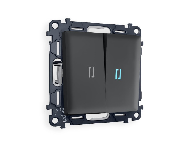 Комплект механизма 2-кл проходного выключателя с подсветкой Ambrella Volt Alfa MA904040