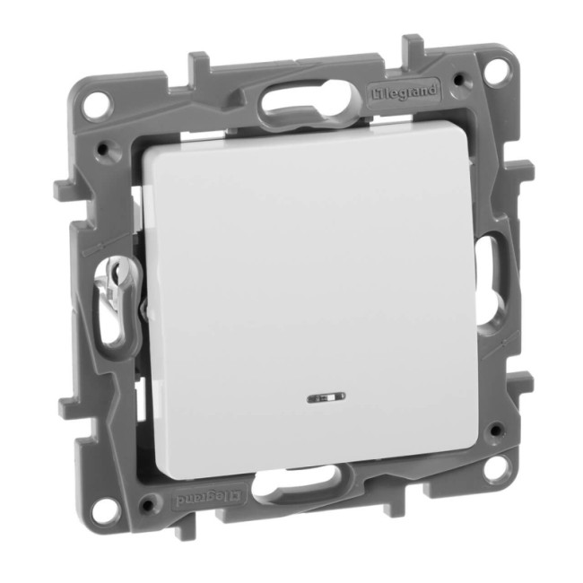 Выключатель одноклавишный Legrand Etika 10A 250V с подсветкой белый 672203 Выключатель одноклавишный Legrand Etika 10A 250V с подсветкой белый 672203