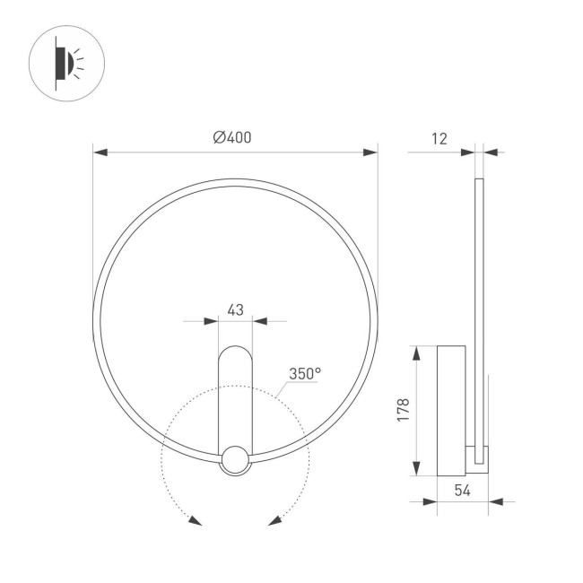 Настенный светильник Arlight SP-Vinci-Ring-R400-13W Warm3000 036506 Настенный светильник Arlight SP-Vinci-Ring-R400-13W Warm3000 036506
