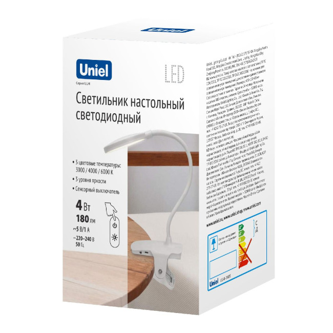 Настольная лампа Uniel ULM-D605 4W/3000-6000K/DIM WHITE UL-00010742 Настольная лампа Uniel ULM-D605 4W/3000-6000K/DIM WHITE UL-00010742