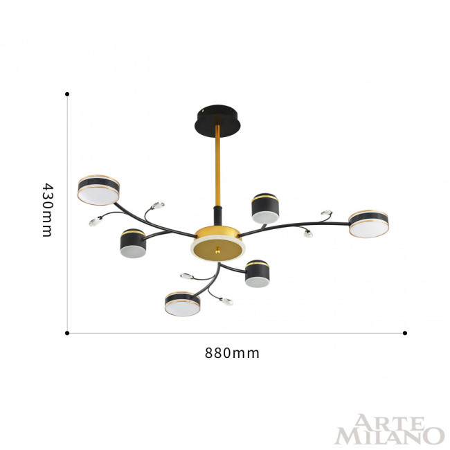 Люстра на штанге Arte Milano Ferrara 276240/6+1 BK/GD Люстра на штанге Arte Milano Ferrara 276240/6+1 BK/GD