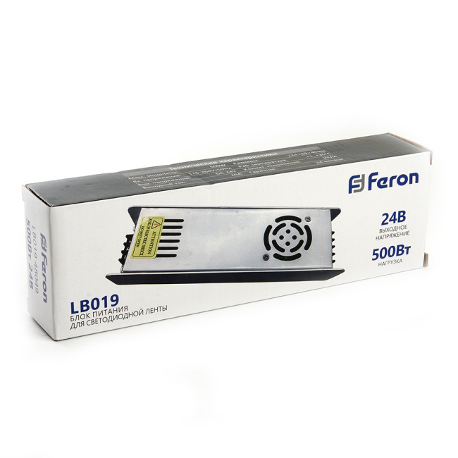 Трансформатор для светодиодной ленты Feron LB019 500Вт 24В IP20 48049 Трансформатор для светодиодной ленты Feron LB019 500Вт 24В IP20 48049