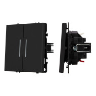 Механизм выключателя двухклавишный проходной Arlight LED SWT-NOBE-MKP2-SFPL-L-BK (230V, 10A) 054267