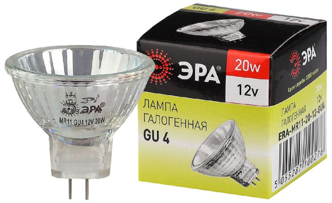 Лампа галогенная Эра GU4 20W 3000K GU4-MR11-20W-12V-30CL C0027361 Лампа галогенная Эра GU4 20W 3000K GU4-MR11-20W-12V-30CL C0027361