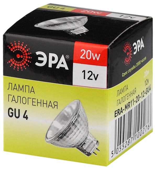 Лампа галогенная Эра GU4 20W 3000K GU4-MR11-20W-12V-30CL C0027361 Лампа галогенная Эра GU4 20W 3000K GU4-MR11-20W-12V-30CL C0027361