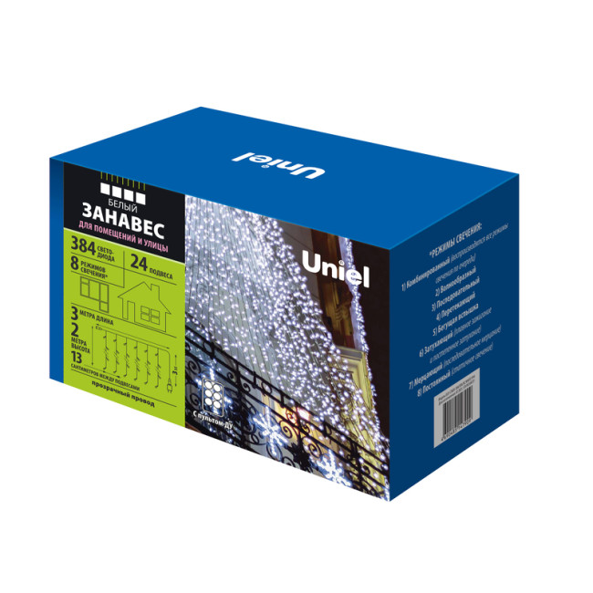 Гирлянда Uniel ULD-C3020-384/DTA/RC WHITE IP44 Гирлянда Uniel ULD-C3020-384/DTA/RC WHITE IP44