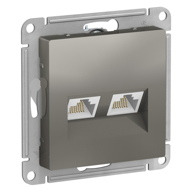 Розетка двойная компьютерная RJ45+RJ45, кат.5E Systeme Electric AtlasDesign Сталь ATN000985 Розетка двойная компьютерная RJ45+RJ45, кат.5E Systeme Electric AtlasDesign Сталь ATN000985