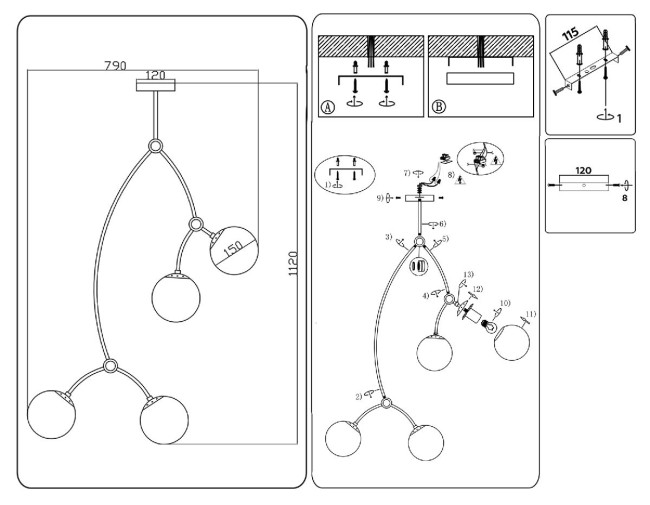 Люстра на штанге Ambrella Light Modern TR2575