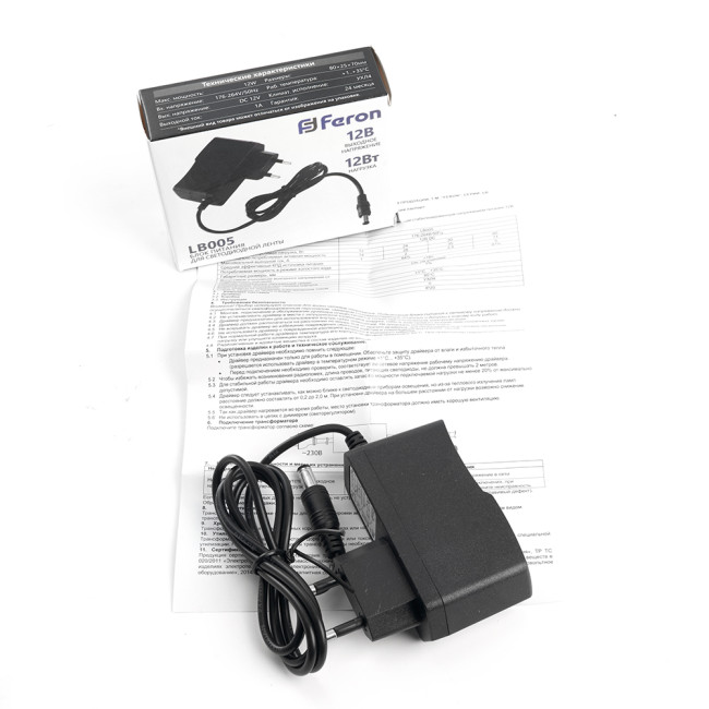 Трансформатор для светодиодной ленты Feron LB005 12Вт 12В IP20 48050 Трансформатор для светодиодной ленты Feron LB005 12Вт 12В IP20 48050