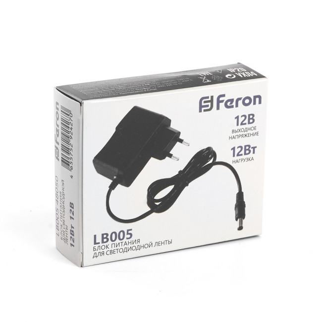 Трансформатор для светодиодной ленты Feron LB005 12Вт 12В IP20 48050 Трансформатор для светодиодной ленты Feron LB005 12Вт 12В IP20 48050