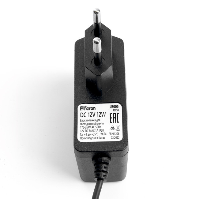 Трансформатор для светодиодной ленты Feron LB005 12Вт 12В IP20 48050 Трансформатор для светодиодной ленты Feron LB005 12Вт 12В IP20 48050