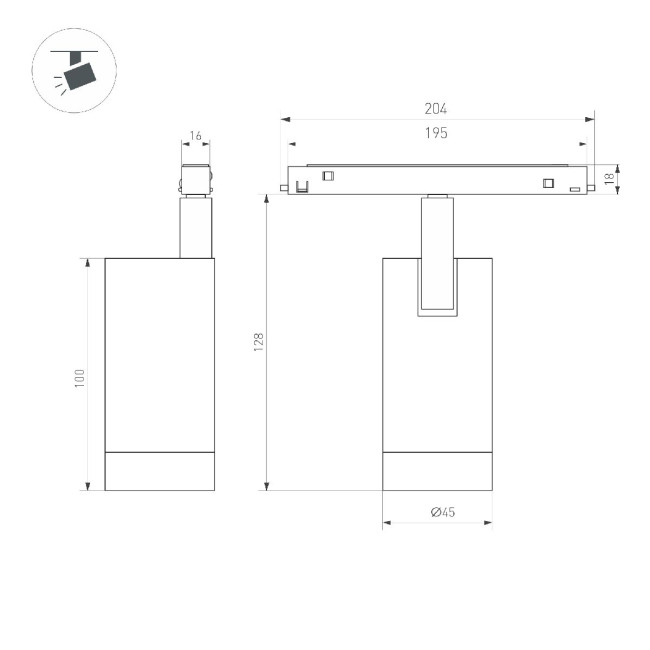 Трековый магнитный светильник Arlight MAG-ORIENT-SPOT-R45-9W Warm3000 046863 Трековый магнитный светильник Arlight MAG-ORIENT-SPOT-R45-9W Warm3000 046863