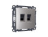 Комплект механизма компьютерной двойной розетки RJ-45 Ambrella Volt MA512110 (8P8C) CAT6 с автоматической защитной шторкой Alfa Сталь матовый Quant