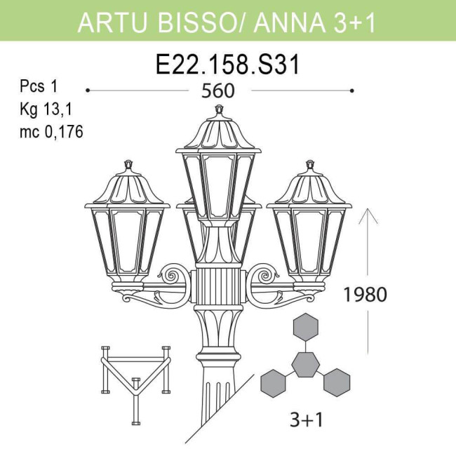 Уличный фонарь Fumagalli Artu Bisso/Anna E22.158.S31.AXF1R Уличный фонарь Fumagalli Artu Bisso/Anna E22.158.S31.AXF1R