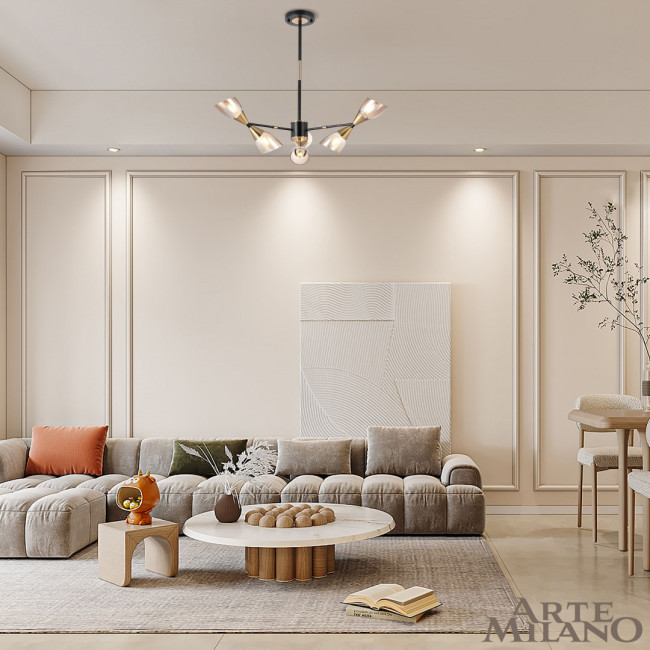 Люстра на штанге Arte Milano Neapolis 276708/6 BK/GD Люстра на штанге Arte Milano Neapolis 276708/6 BK/GD