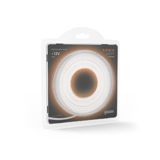 Светодиодная лента Gauss 4,8W/m 60LED/m 2835SMD теплый белый 5M 312000105 Светодиодная лента Gauss 4,8W/m 60LED/m 2835SMD теплый белый 5M 312000105