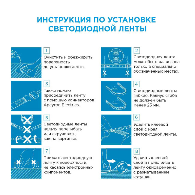 Светодиодная лента Apeyron 24В ПРО 14,4Вт/м smd5050 60д/м IP20 1100Лм/м 5м 6500К 00-309 Светодиодная лента Apeyron 24В ПРО 14,4Вт/м smd5050 60д/м IP20 1100Лм/м 5м 6500К 00-309