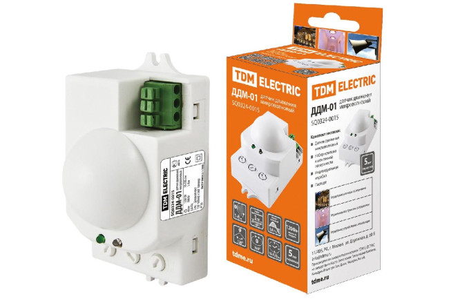 Датчик движения микроволновый TDM Electric ДДМ-01 SQ0324-0015 Датчик движения микроволновый TDM Electric ДДМ-01 SQ0324-0015