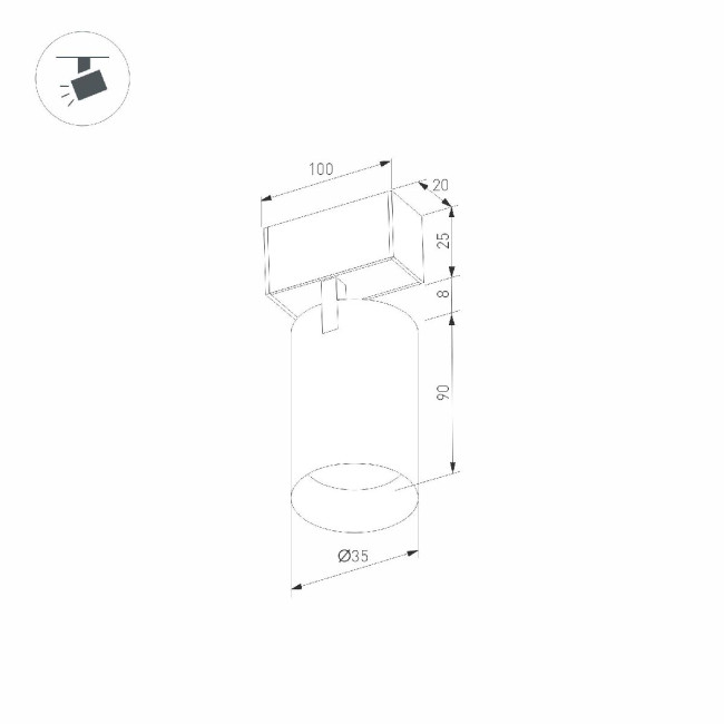 Трековый магнитный светильник Arlight MAG-SPOT-25-R90-9W Warm3000 (BK, 30 deg, 24V, DALI) 046310 Трековый магнитный светильник Arlight MAG-SPOT-25-R90-9W Warm3000 (BK, 30 deg, 24V, DALI) 046310