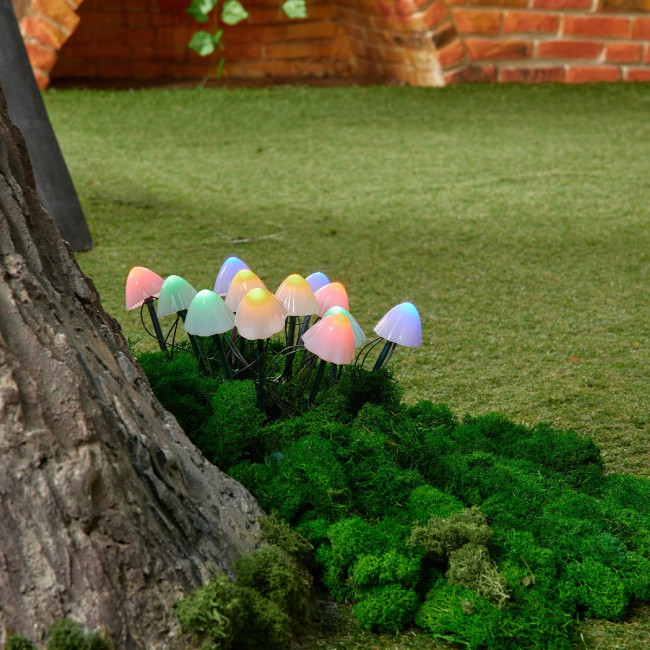 Садовый светильник на солнечной батарее Uniel USL-S-830/PM020 MULTICOLOR MUSHROOMS SET12 UL-00011676