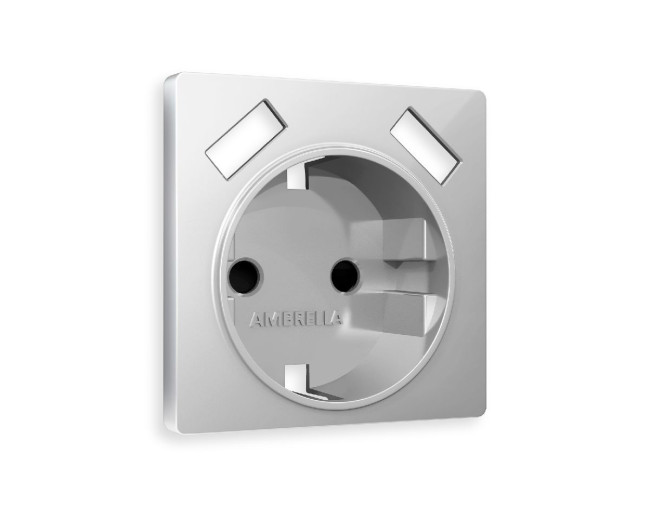 Лицевая панель для розетки с/з со шторками 2USB A+A Ambrella Volt Alfa AP4090 Лицевая панель для розетки с/з со шторками 2USB A+A Ambrella Volt Alfa AP4090