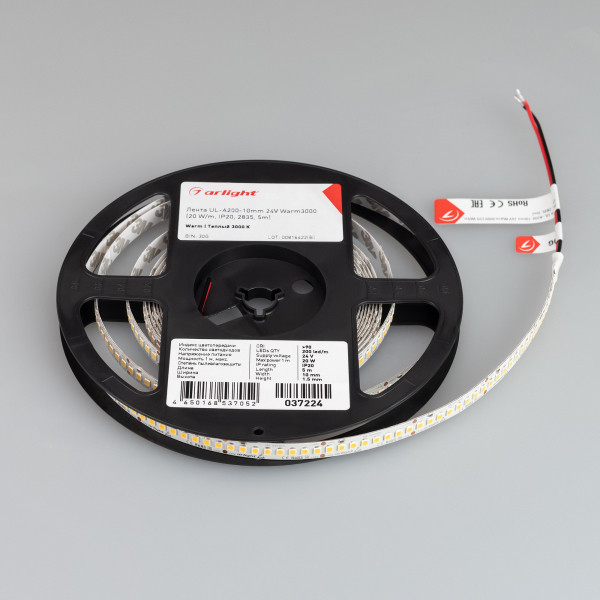 Светодиодная лента Arlight UL-A200-10mm 24V Warm3000 (20 W/m, IP20, 2835, 5m) 037224 Светодиодная лента Arlight UL-A200-10mm 24V Warm3000 (20 W/m, IP20, 2835, 5m) 037224