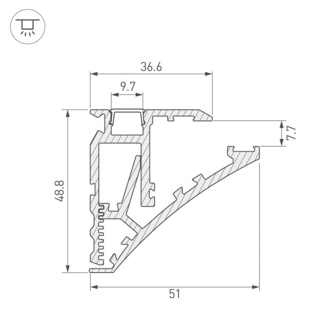 Профиль Arlight SHELF-600-2000 ANOD (Алюминий) 060498