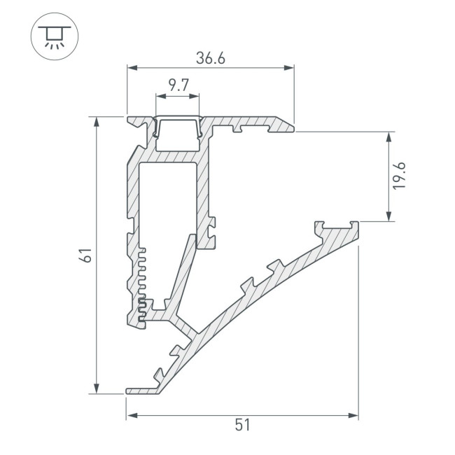 Профиль Arlight SHELF-600-2000 ANOD (Алюминий) 060498