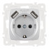 Розетка с заземлением, шторками + 2 USB Arte Milano 205.47-1.silver Розетка с заземлением, шторками + 2 USB Arte Milano 205.47-1.silver