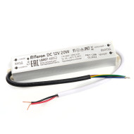 Трансформатор для светодиодной ленты Feron LB007 20Вт 12В IP67 48052 Трансформатор для светодиодной ленты Feron LB007 20Вт 12В IP67 48052