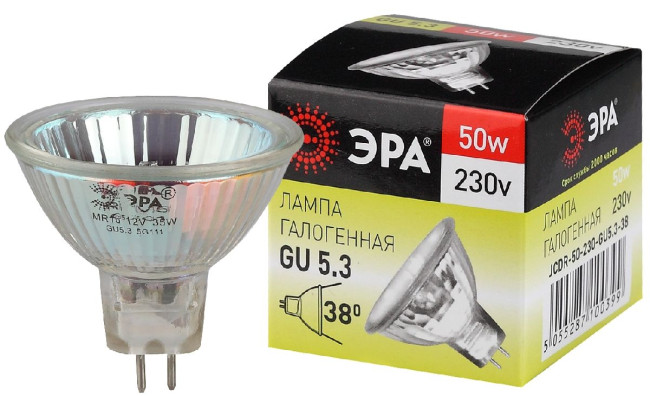 Лампа галогенная Эра GU5.3 50W 3000K GU5.3-JCDR (MR16) -50W-230V-CL C0027365 Лампа галогенная Эра GU5.3 50W 3000K GU5.3-JCDR (MR16) -50W-230V-CL C0027365