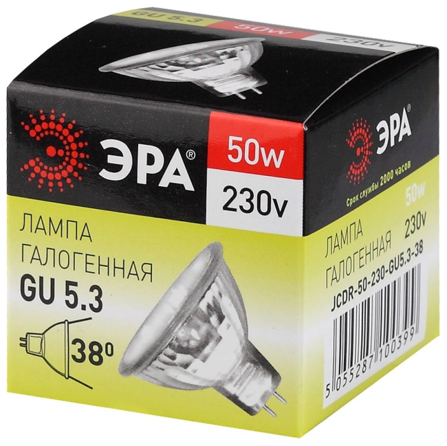 Лампа галогенная Эра GU5.3 50W 3000K GU5.3-JCDR (MR16) -50W-230V-CL C0027365 Лампа галогенная Эра GU5.3 50W 3000K GU5.3-JCDR (MR16) -50W-230V-CL C0027365
