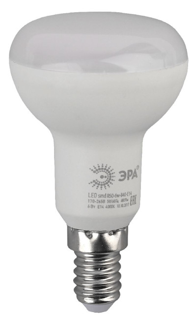 Лампа светодиодная Эра E14 6W 2700K LED R50-6W-827-E14 Б0028489 Лампа светодиодная Эра E14 6W 2700K LED R50-6W-827-E14 Б0028489