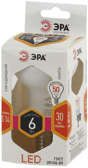 Лампа светодиодная Эра E14 6W 2700K LED R50-6W-827-E14 Б0028489 Лампа светодиодная Эра E14 6W 2700K LED R50-6W-827-E14 Б0028489