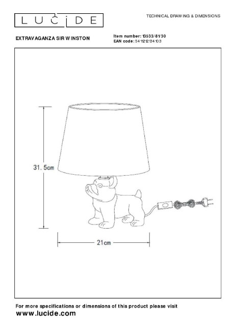 Настольная лампа Lucide Extravaganza Sir Winston 13533/81/30