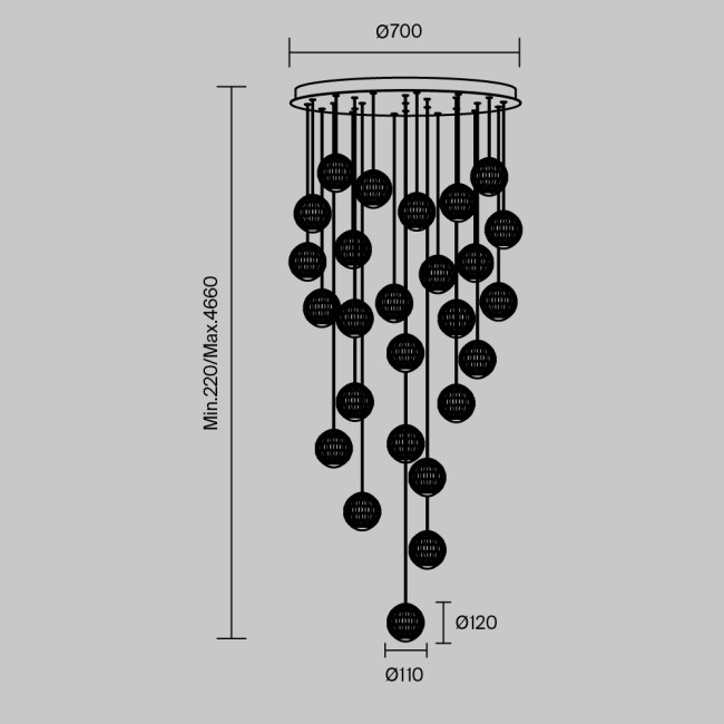 Каскадная люстра Maytoni Sapphire MOD293PL-L140BS3K