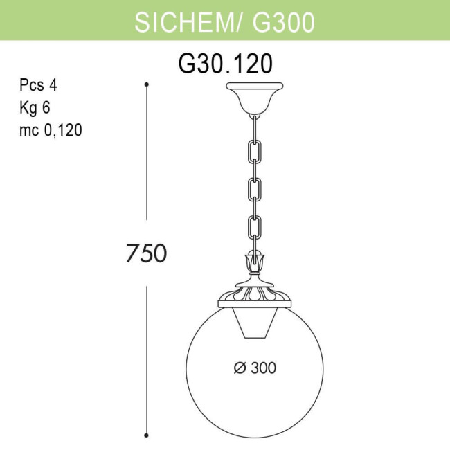Уличный подвесной светильник Fumagalli Sichem/G300 G30.120.000.AYE27