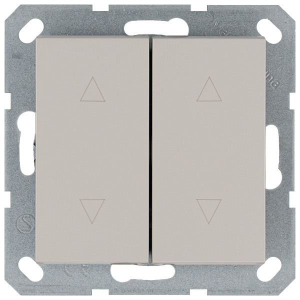 Выключатель двухклавишный для штор 10A 250V с накладкой, цвет Тауп Jasmart G3028T